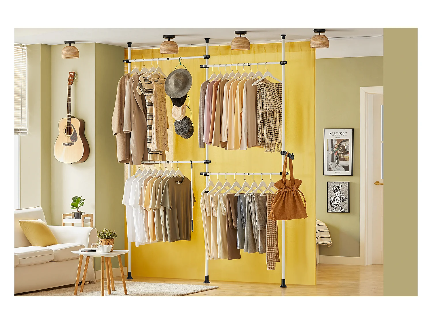 SoBuy KLS03 Kledingrek | Klerenrailsysteem | Opbergsysteem | Wit