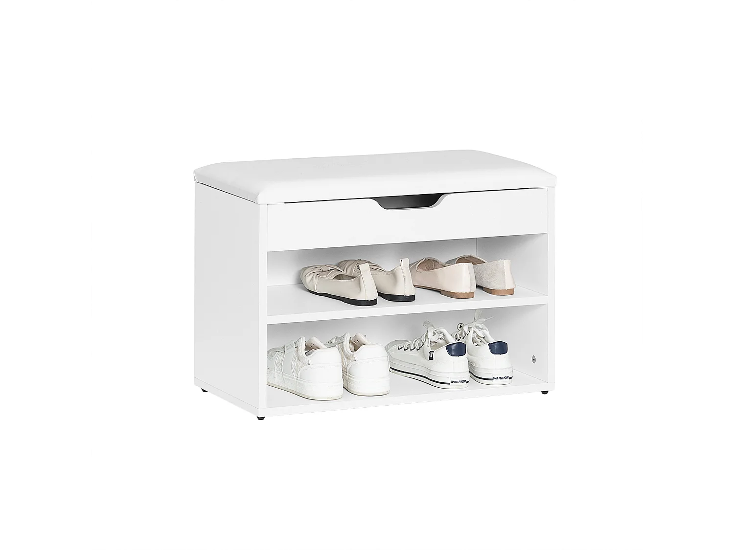 Banc De Rangement À Chaussures 2 Étages Avec Coussin Commode À Chaussures Confortable, Fsr25-w