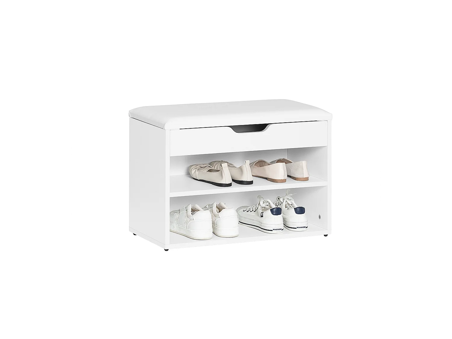 Banc De Rangement À Chaussures 2 Étages Avec Coussin Commode À Chaussures Confortable, Fsr25-w