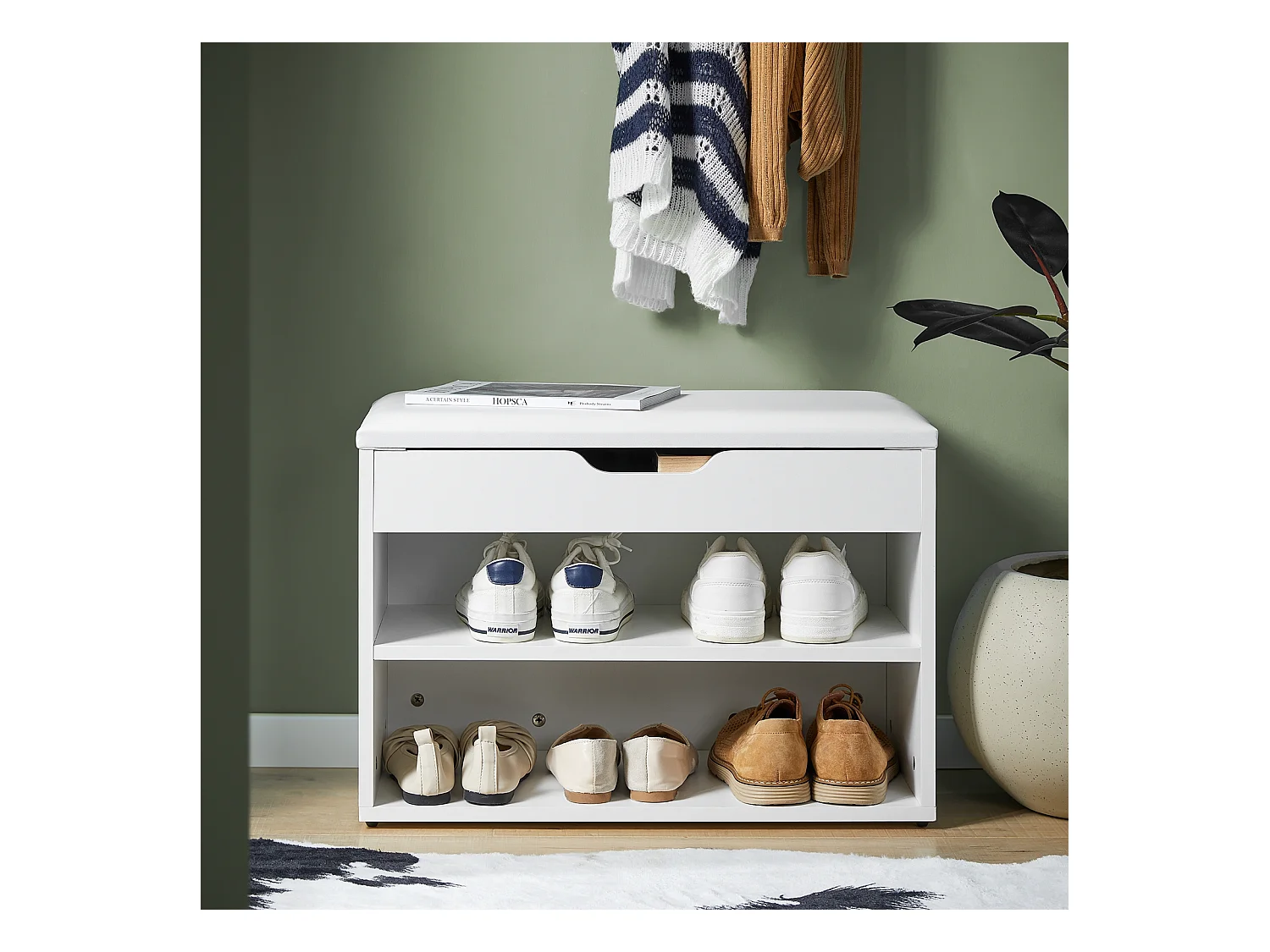 Ławka na buty z pojemnikiem i siedziskiem FSR25-W