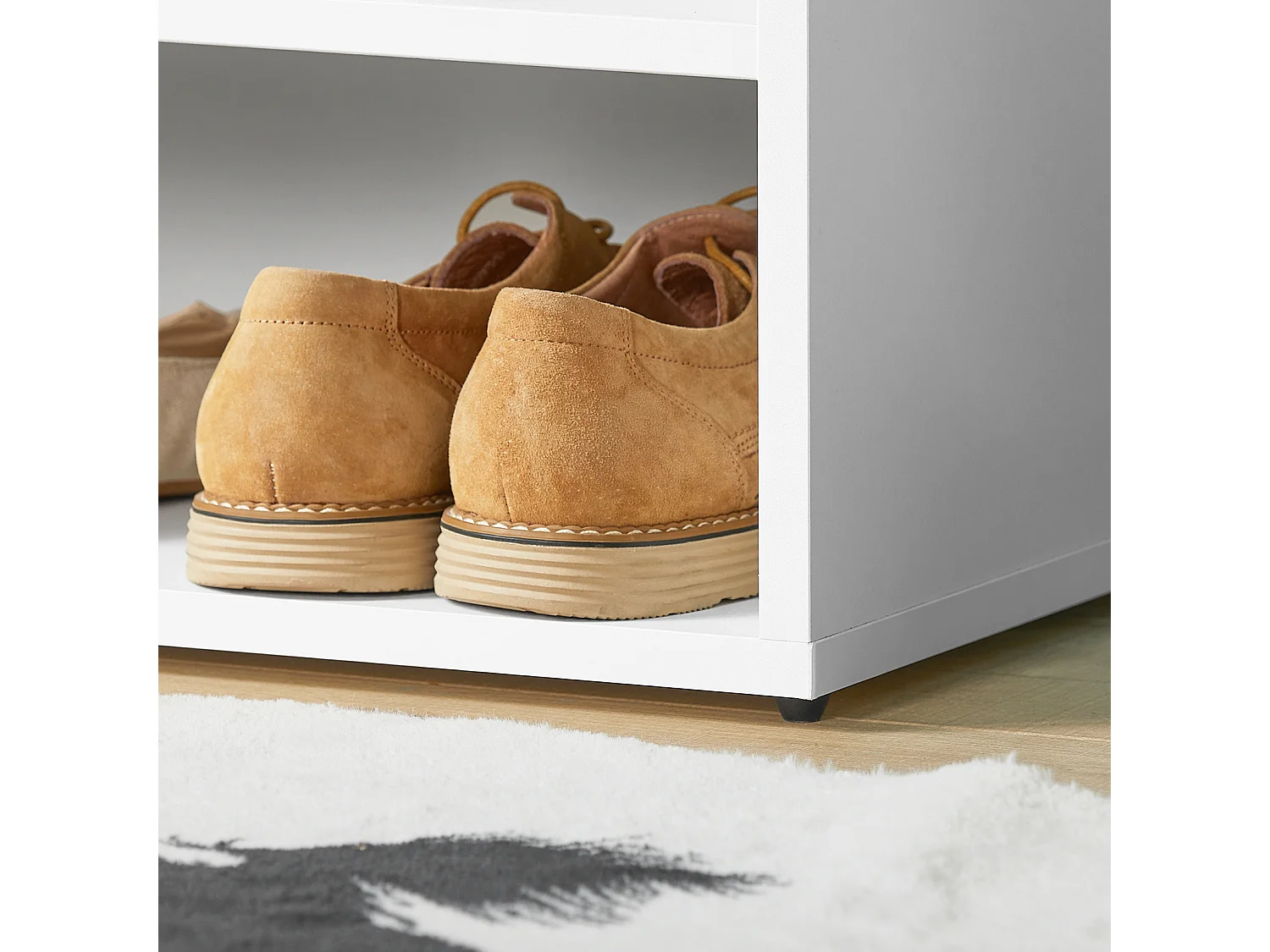 Banc De Rangement À Chaussures 2 Étages Avec Coussin Commode À Chaussures Confortable, Fsr25-w