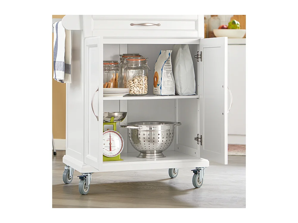 SoBuy FKW13-WN Keukentrolley Keukenwagen Serveerwagen met bamboe Tafelblad Keukenkast