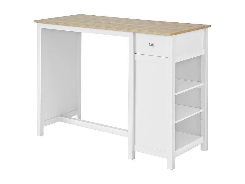 Table Haute De Bar Table De Cuisine Mange-debout– Blanc Lxlxh 120x55x90 cm, Fwt64-wn