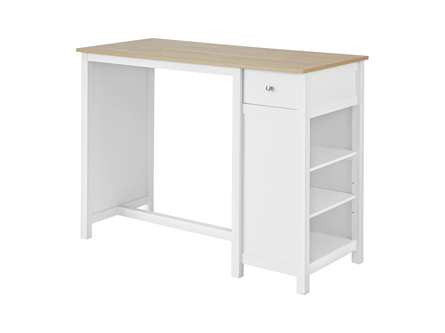 Table Haute De Bar Table De Cuisine Mange-debout– Blanc Lxlxh 120x55x90 cm, Fwt64-wn