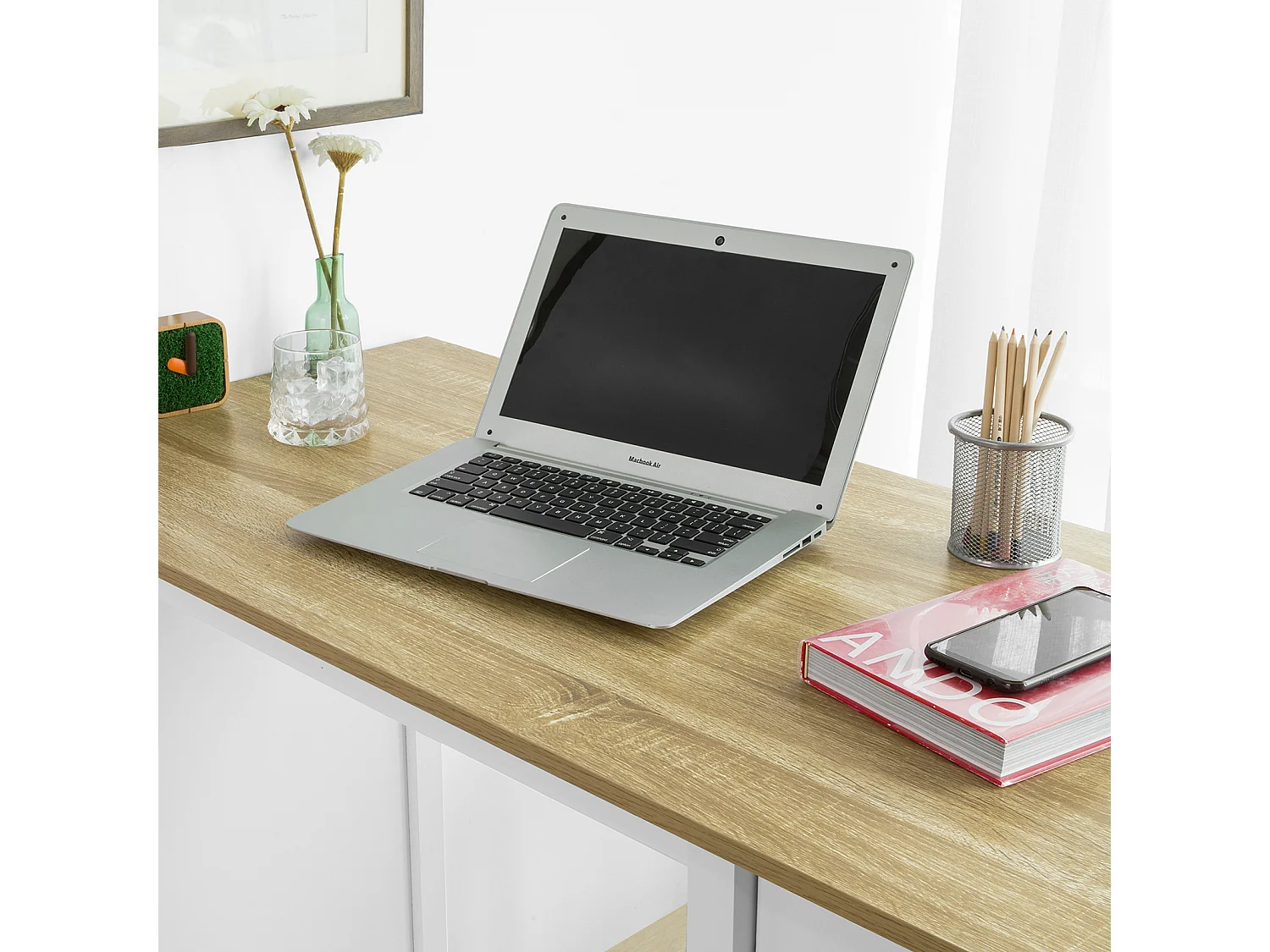 SoBuy FWT64-WN Bar Tafel Keukentafel Bartafel Bistrotafel Kookeiland met 1 Lade en 3 Planken