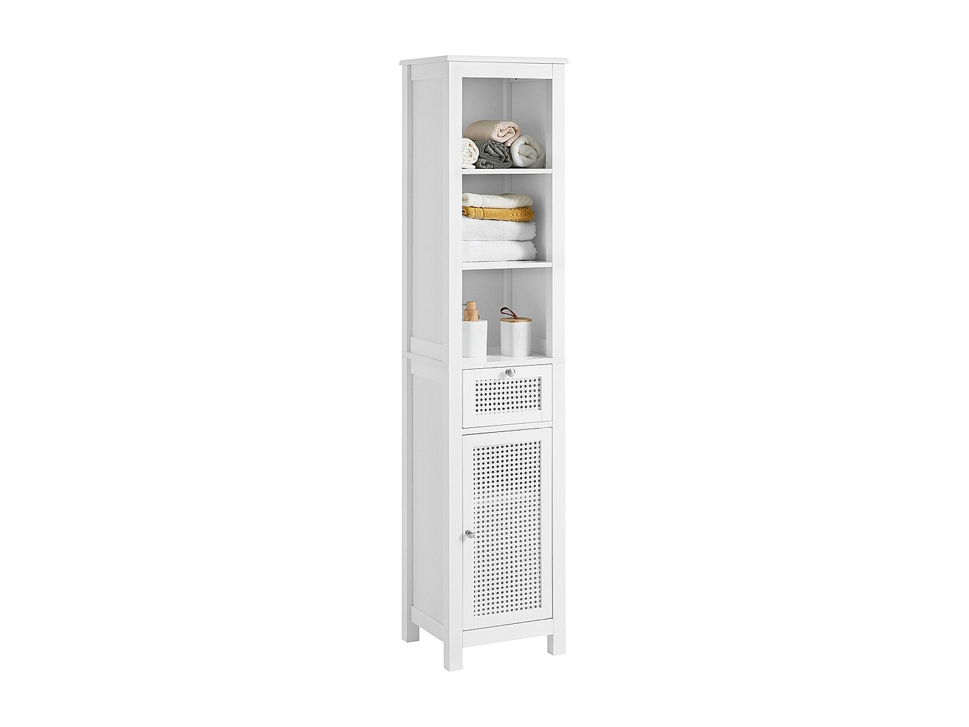 Meuble Colonne De Salle De Bain Armoire Avec 1 Porte En Ploy Rotin, 1