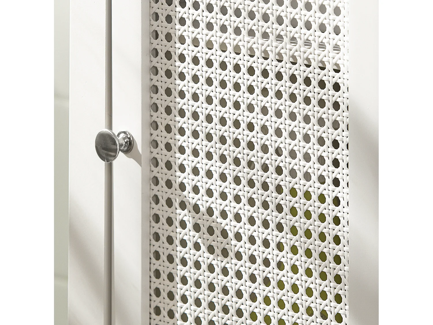 Meuble Colonne De Salle De Bain Armoire Avec 1 Porte En Ploy Rotin, 1 Tiroir Et 3 Étagères, BZr36-w