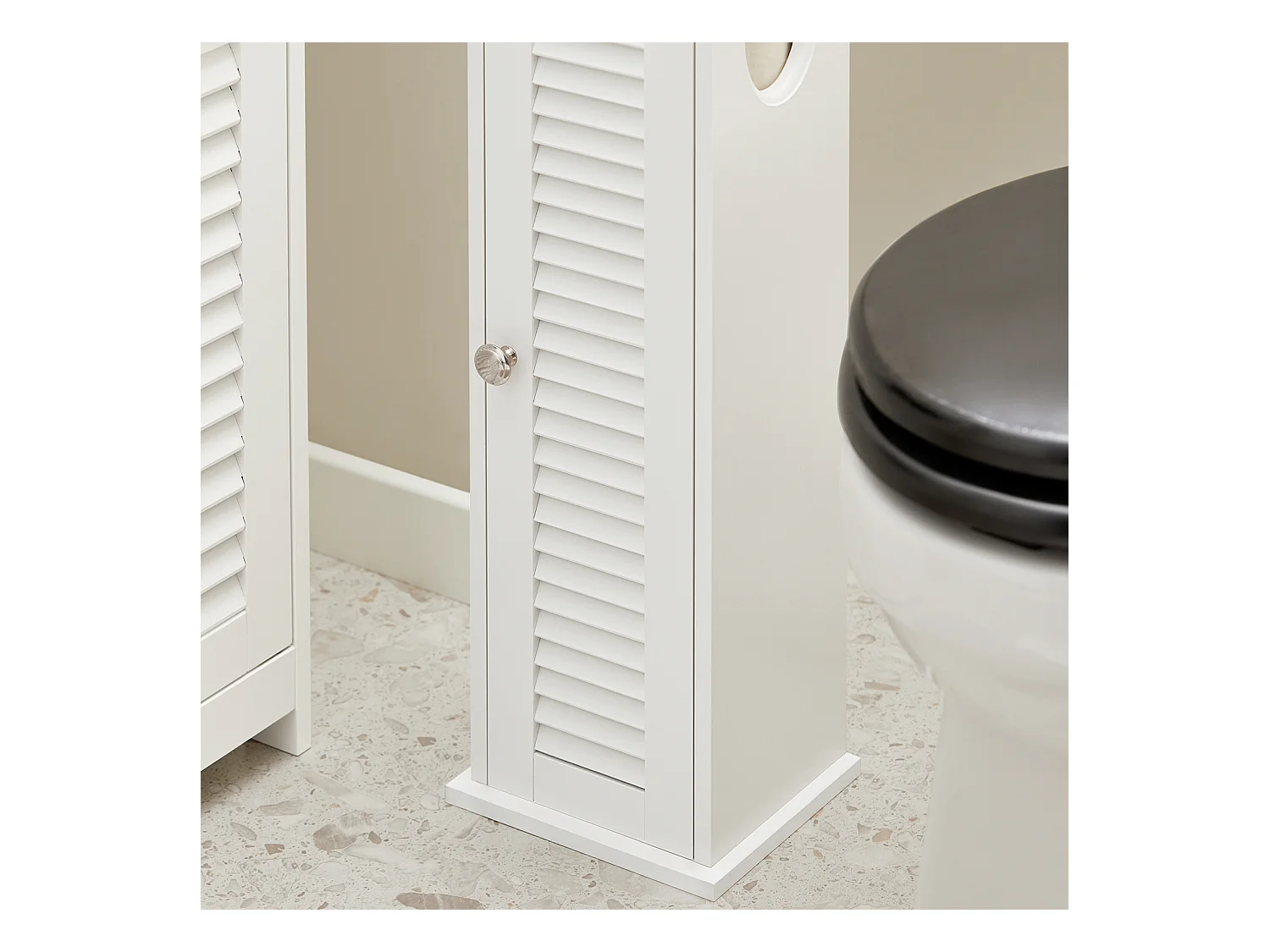 SoBuy BZR49-W Papiersteun - Toiletkast - Toiletrolhouder - Toiletborstelhouder - Toiletpapierhouder Staand - Vrijstaande Badkamerkast - Badkamermeubel