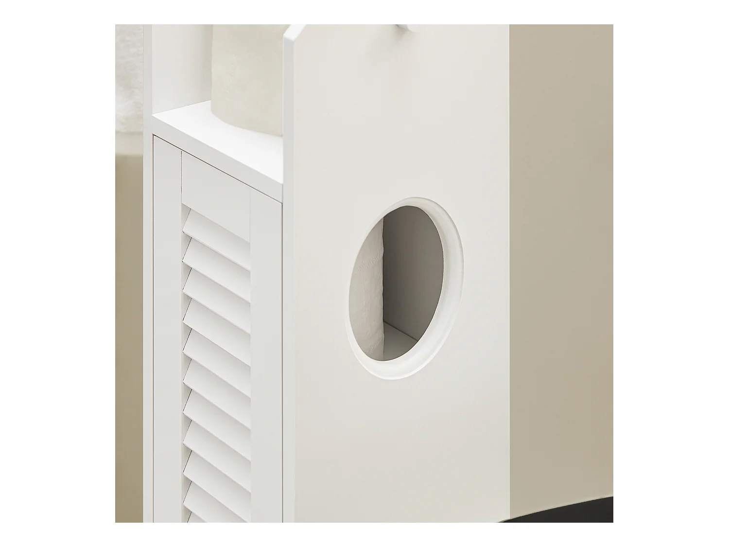 SoBuy BZR49-W Papiersteun - Toiletkast - Toiletrolhouder - Toiletborstelhouder - Toiletpapierhouder Staand - Vrijstaande Badkamerkast - Badkamermeubel