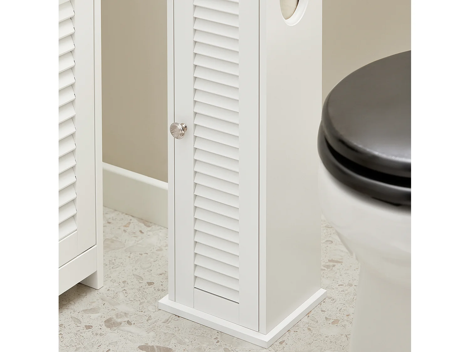 SoBuy BZR49-W Papiersteun - Toiletkast - Toiletrolhouder - Toiletborstelhouder - Toiletpapierhouder Staand - Vrijstaande Badkamerkast - Badkamermeubel