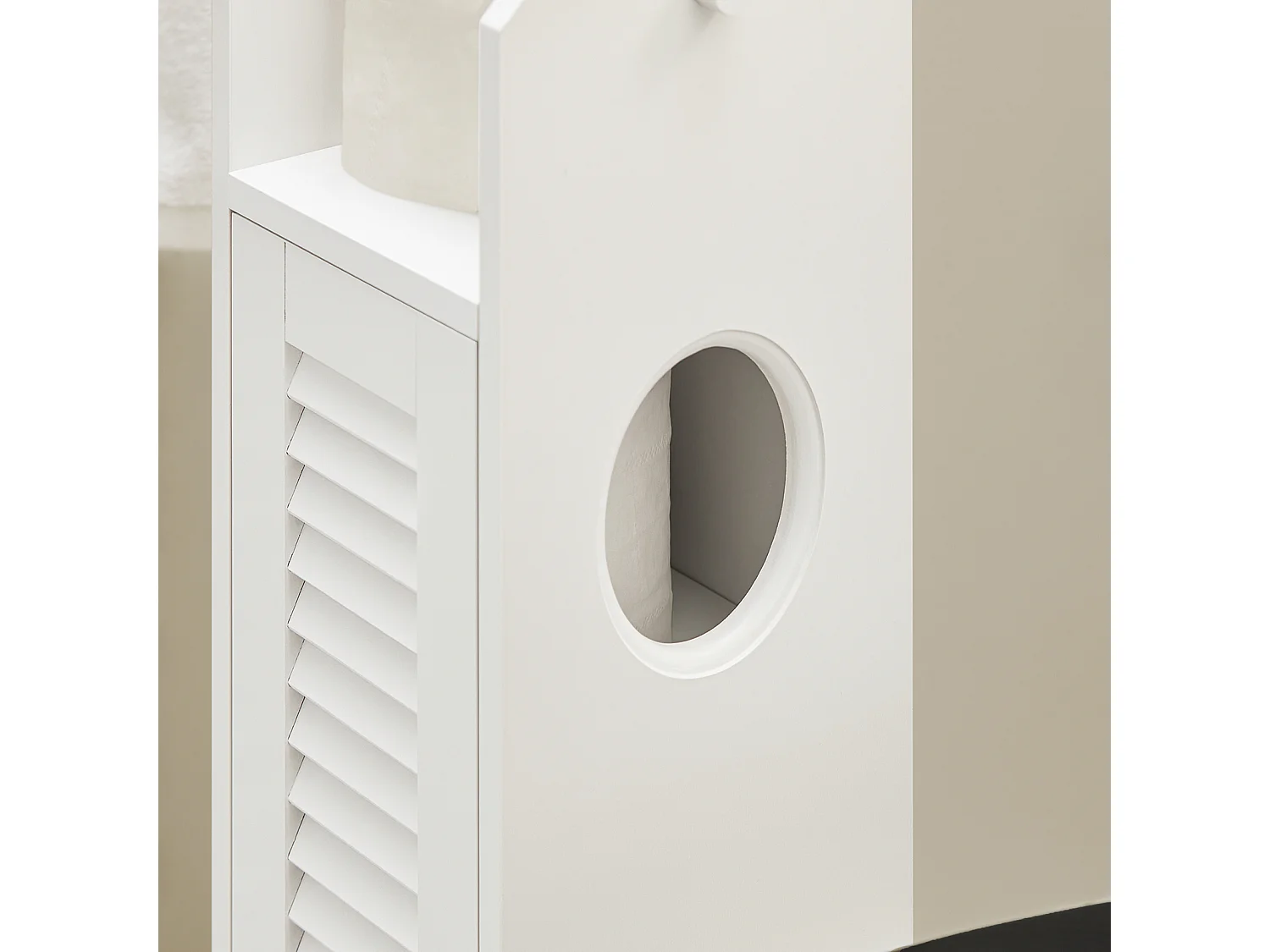 SoBuy BZR49-W Papiersteun - Toiletkast - Toiletrolhouder - Toiletborstelhouder - Toiletpapierhouder Staand - Vrijstaande Badkamerkast - Badkamermeubel