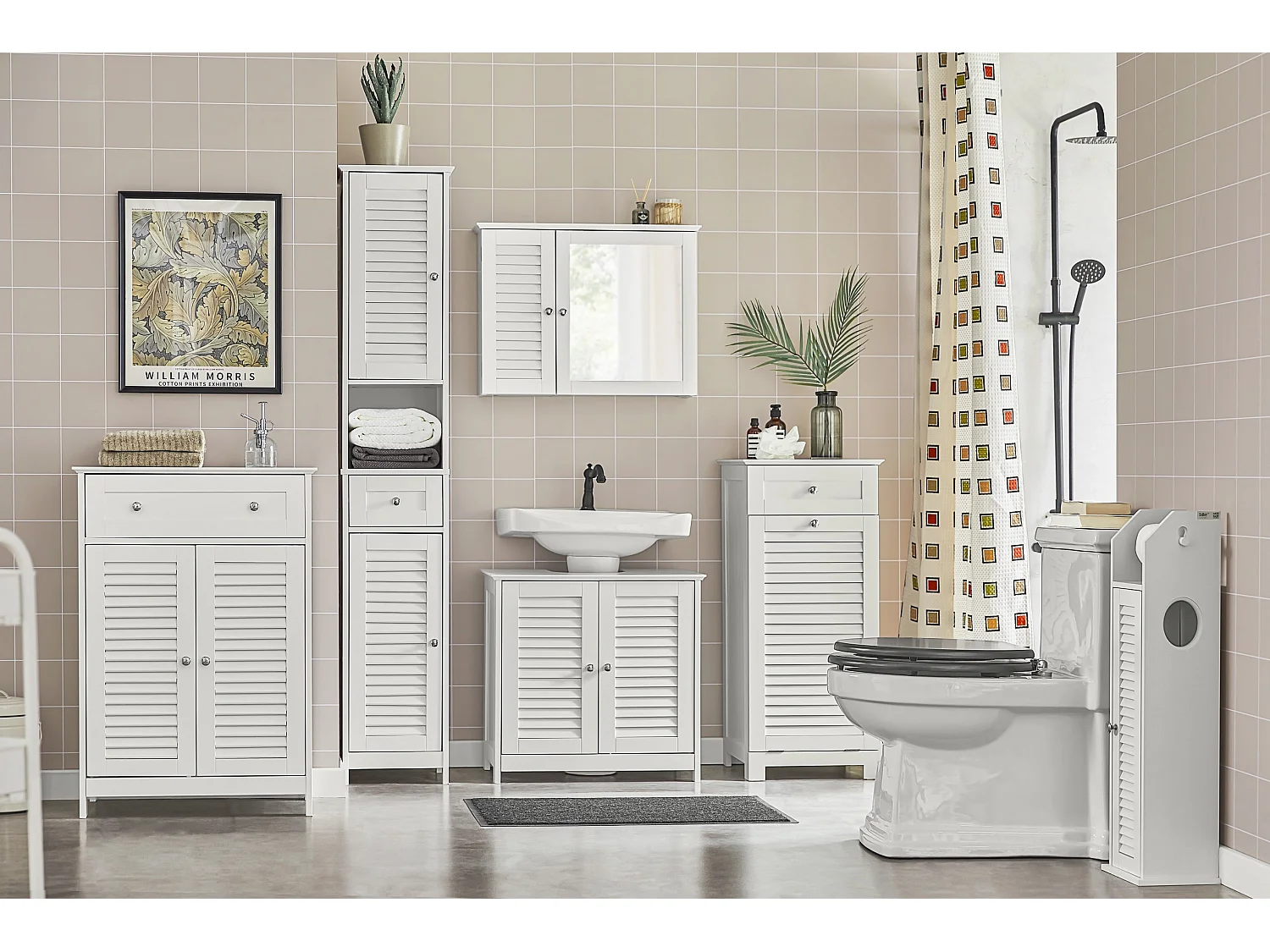 Support Papier Toilette Armoire Porte-papier Toilette Porte Brosse Wc, BZr49-w