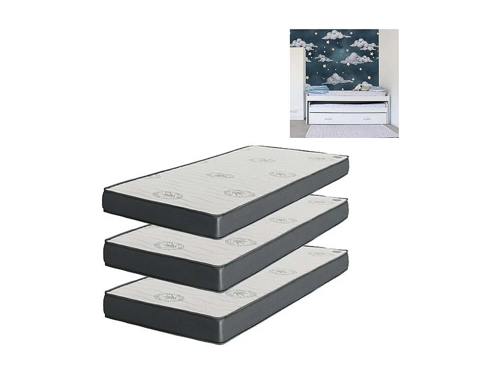 Matras set 3 visco-elastisch 105x200x20/90x190x15/90x190x15cm