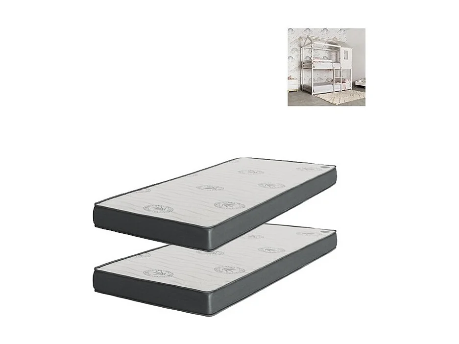 Matrasset 2 stuks traagschuim 90x190x20/90x190x15cm
