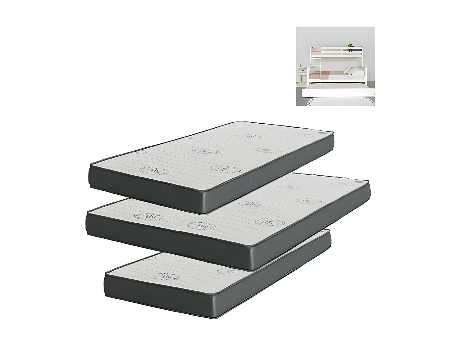 Colchão Pack 3 viscoelástico 135x190x23/90x190x15/90x180x15