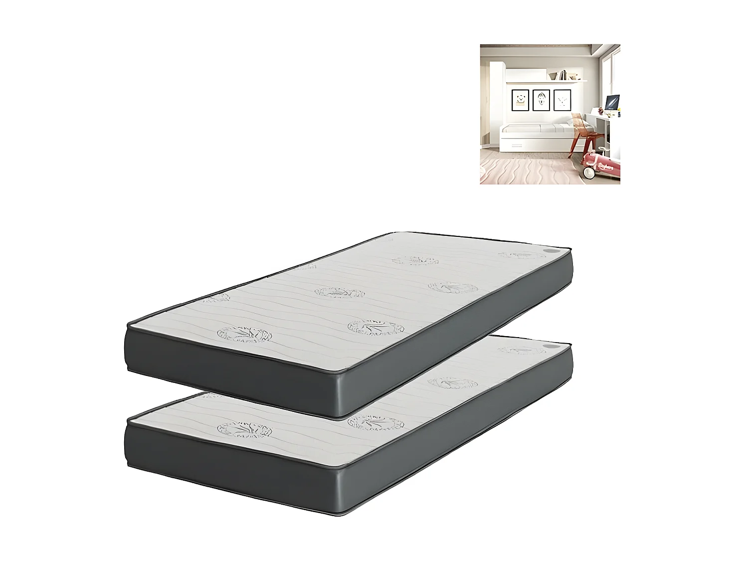 Matelas Pack 2 viscoélastique 105x190x20/105x190x15cm