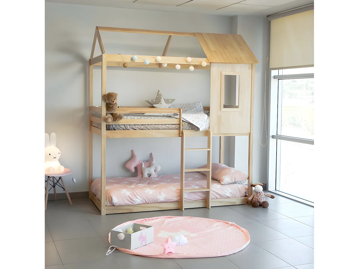 Litera Montessori madera blanco 90x190/90x190cm