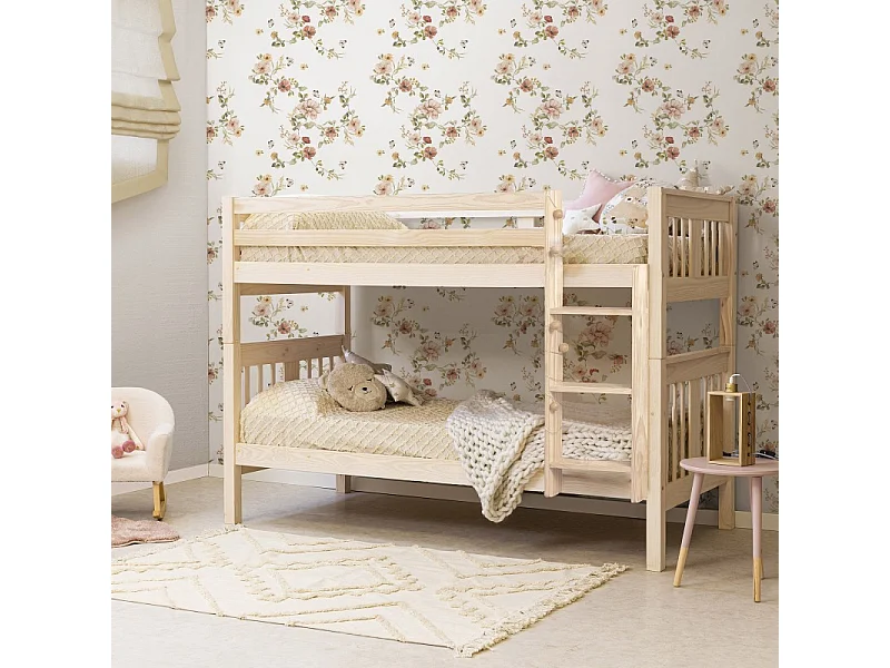 Stapelbed van hout witgewassen 90x190cm