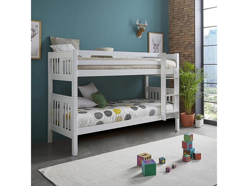 Lit superposé en bois blanc 90x190 cm