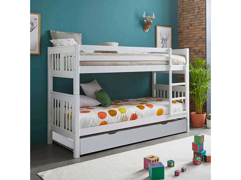 Stapelbed van wit hout 90x190cm