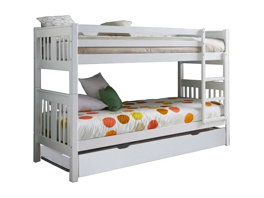 Stapelbed van wit hout 90x190cm