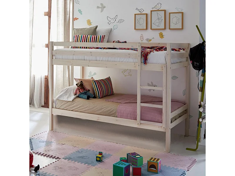 Kinderstapelbed hout witgewassen 90x190/90x190cm