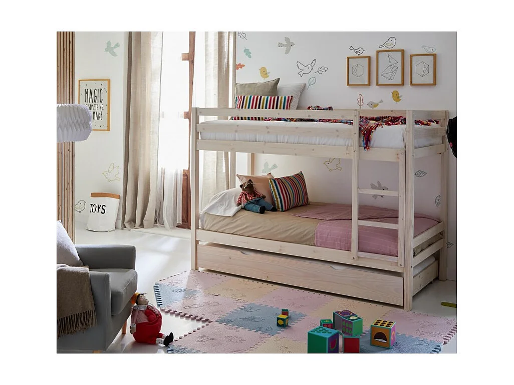 Kinderstapelbed hout witgewassen 90x190/90x190cm