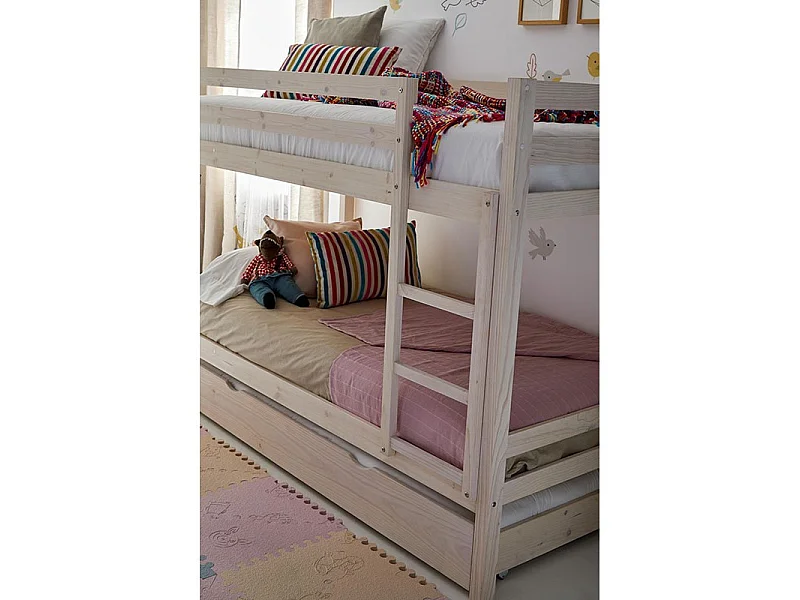 Kinderstapelbed hout witgewassen 90x190/90x190cm