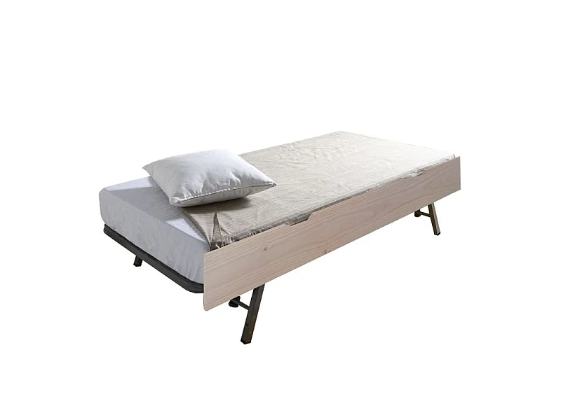 Beliche + cama extraível em madeira branca lavada 90x190cm