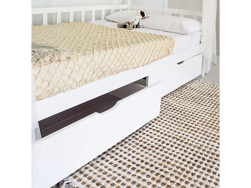 Letto a castello + 2 cassetti legno bianco 90x190/90x190cm