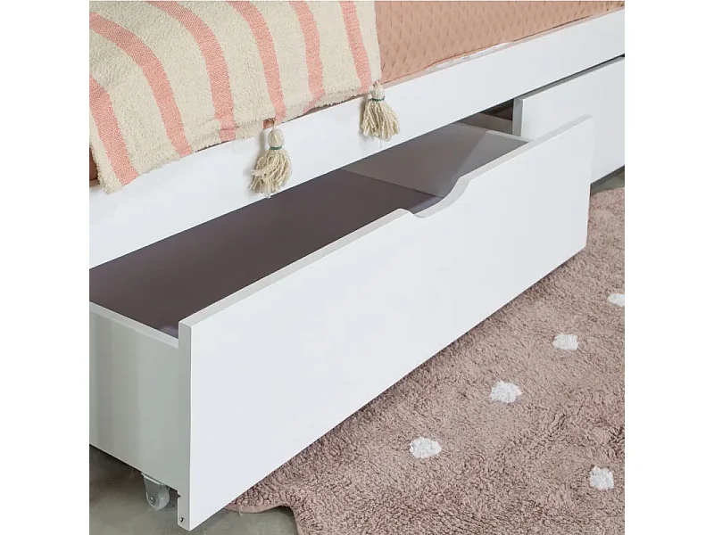 Letto a castello + 2 cassetti legno bianco 90x190/90x190cm