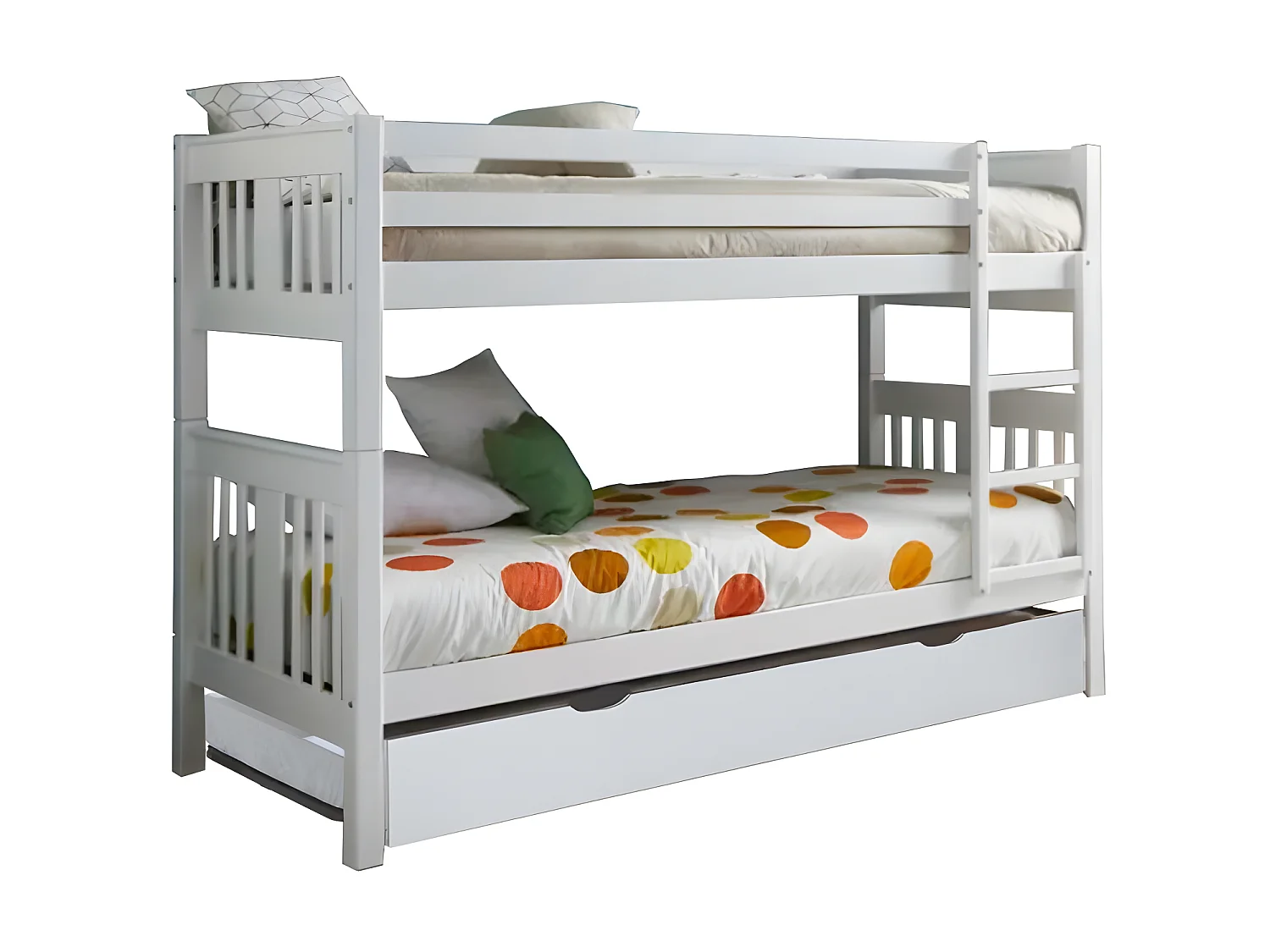 Litera + 2 cajones madera blanca 90x190cm