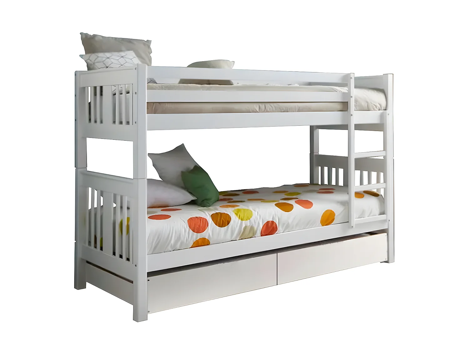 Letto a castello + 2 cassetti legno bianco 90x190cm