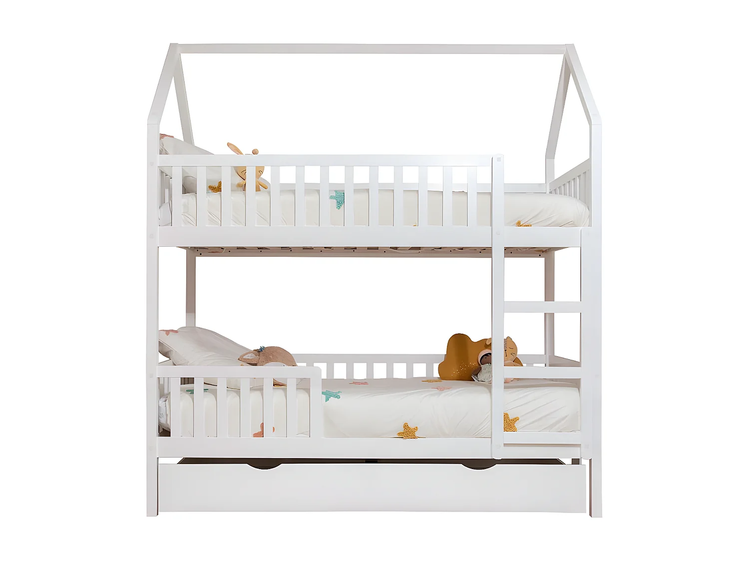 Letto a castello + letto apribile legno bianco 90x190/90x190cm