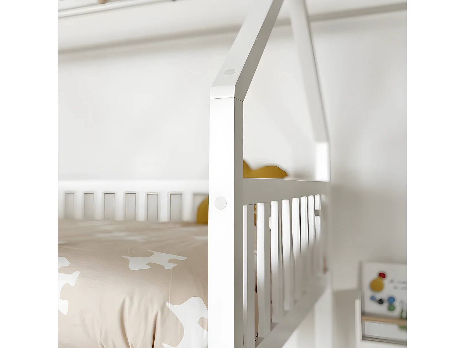 Letto a castello + letto apribile legno bianco 90x190/90x190cm