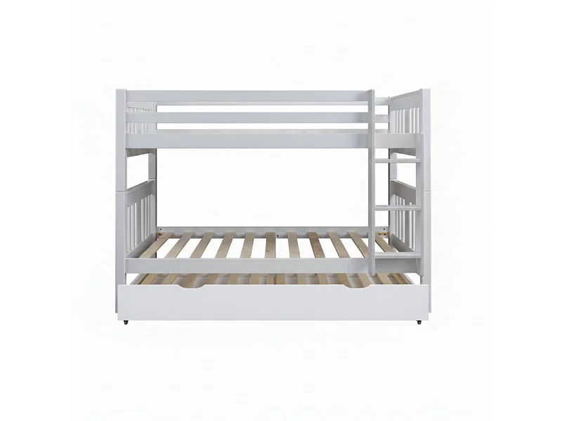 Beliche + cama de arrastro madeira branca 90x190cm
