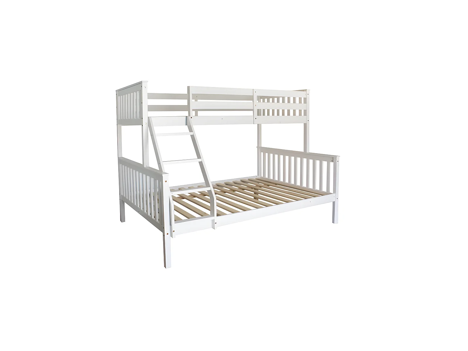 Letto a castello triplo bianco legno 135x190 cm