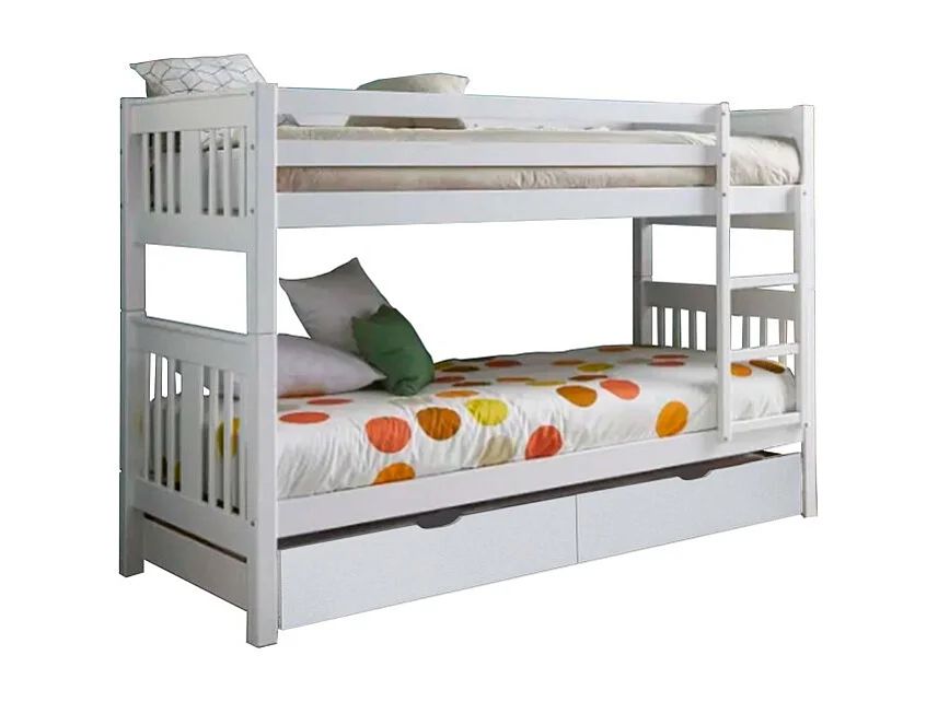 Letto a castello + letto apribile legno bianco 90x190cm