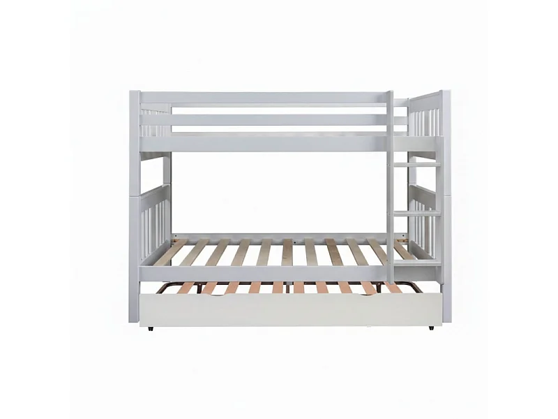 Beliche + cama extraível elevável em madeira branca 90x190cm