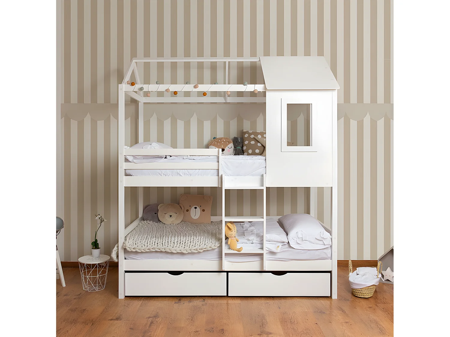 Letto a castello legno bianco 90x190/90x190cm