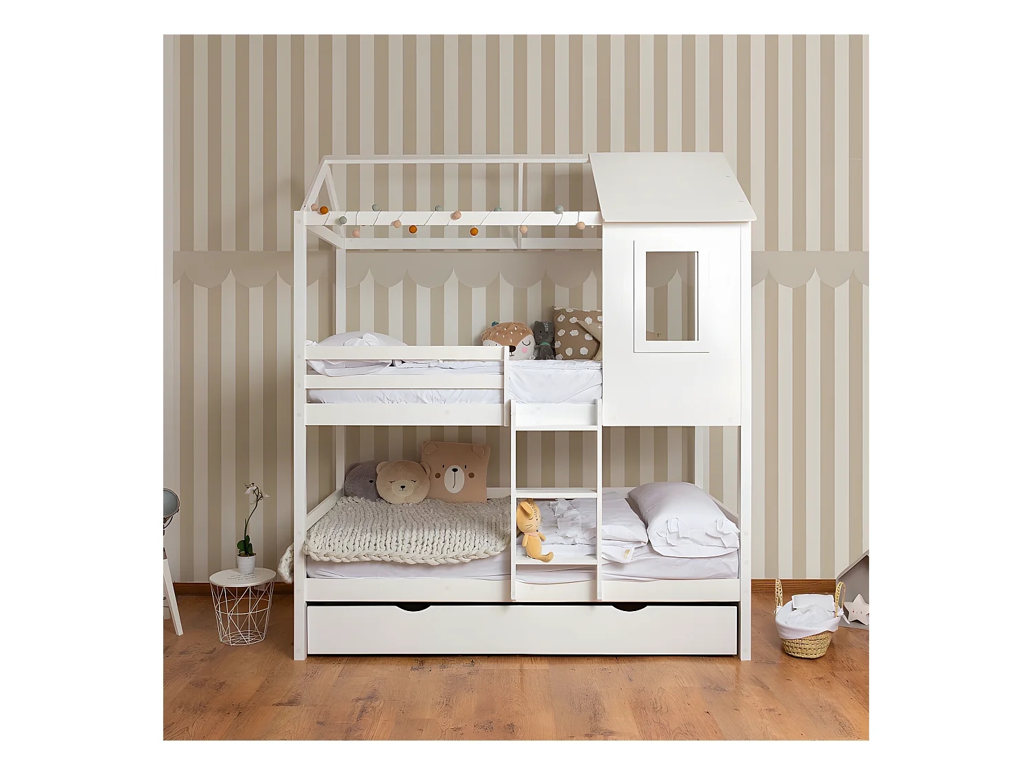 Letto a castello legno bianco 90x190/90x190cm