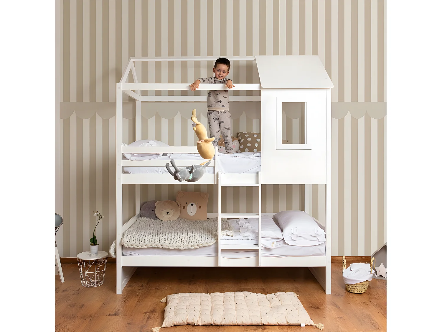 Etagenbett Holz weiß 90x190/90x190cm