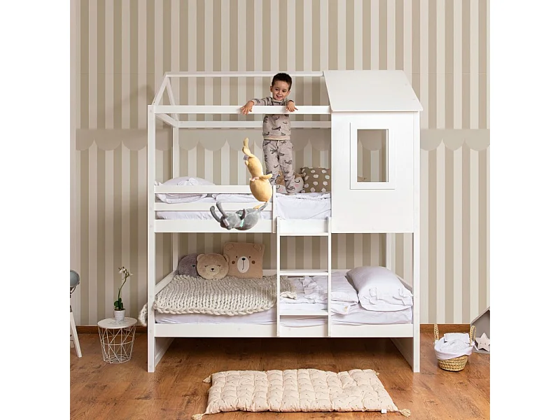 Stapelbed van hout wit 90x190/90x190cm