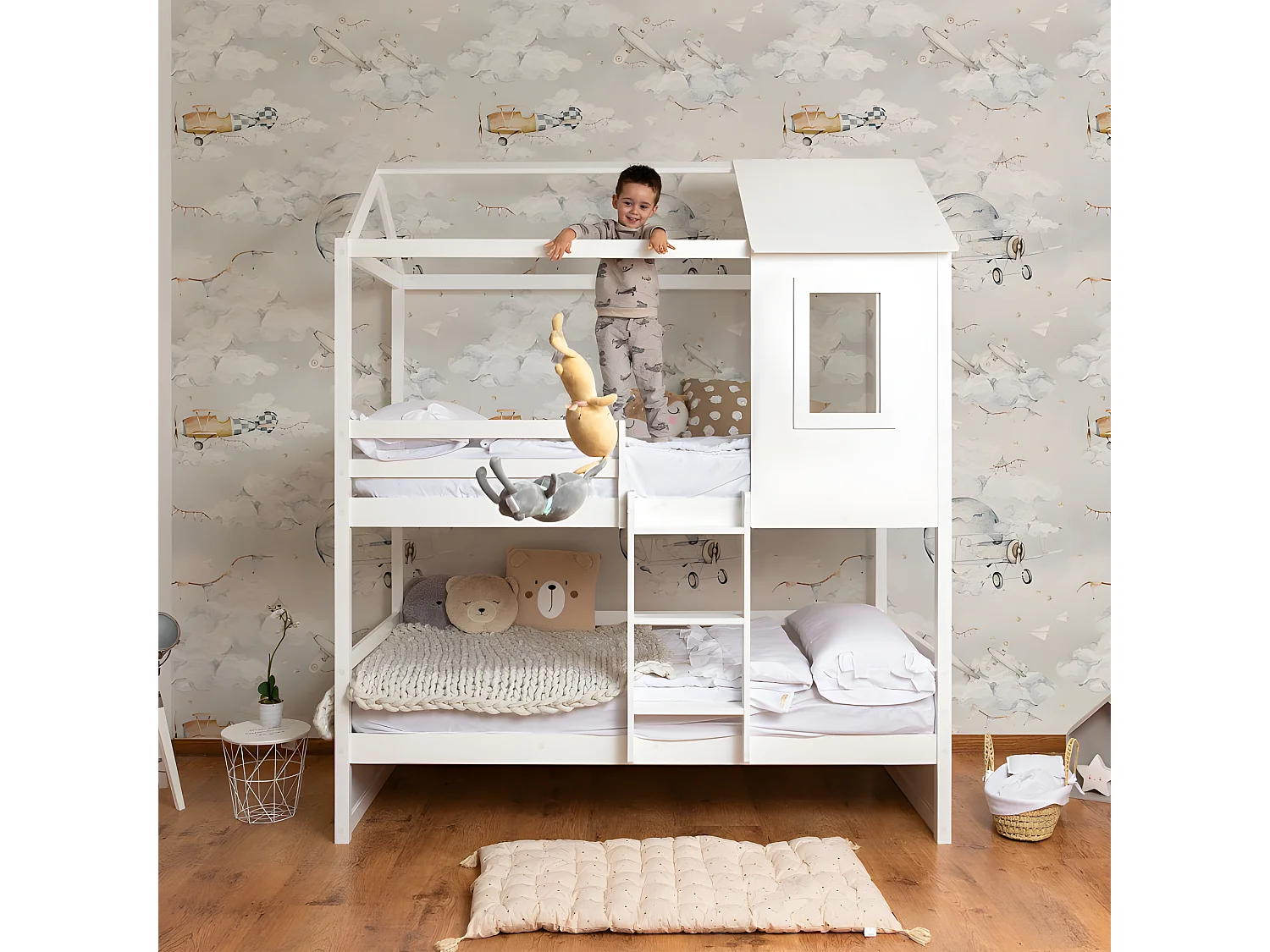 Beliche de madeira branco 105x190/105x190cm