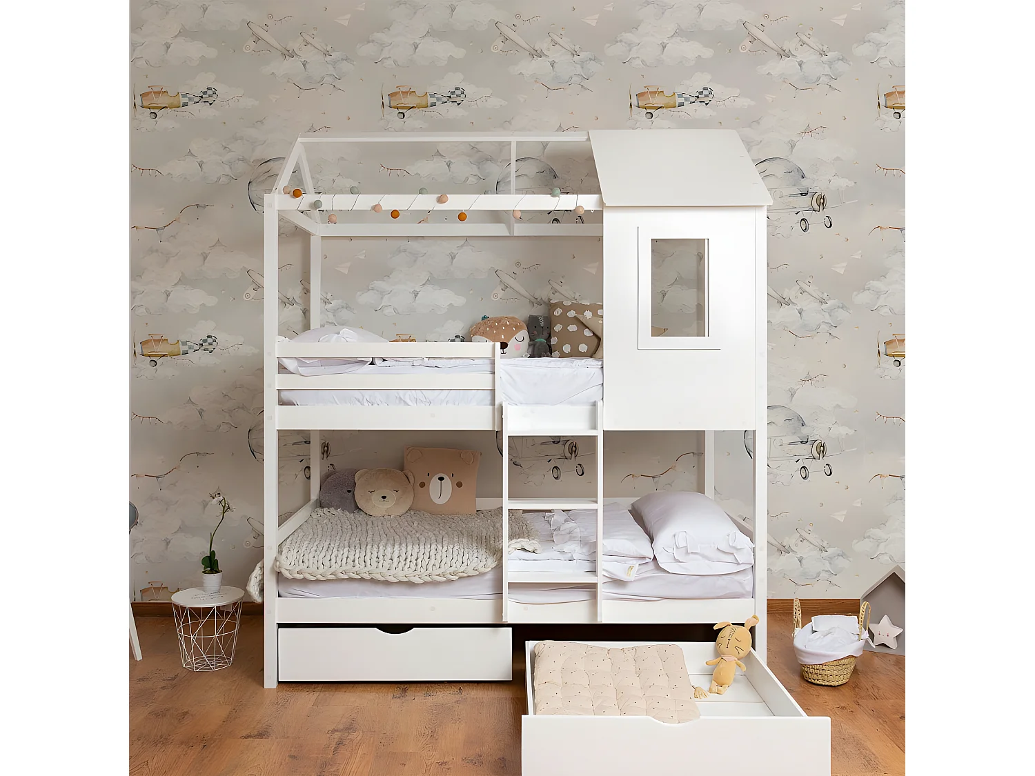 Beliche de madeira branco 105x190/105x190cm