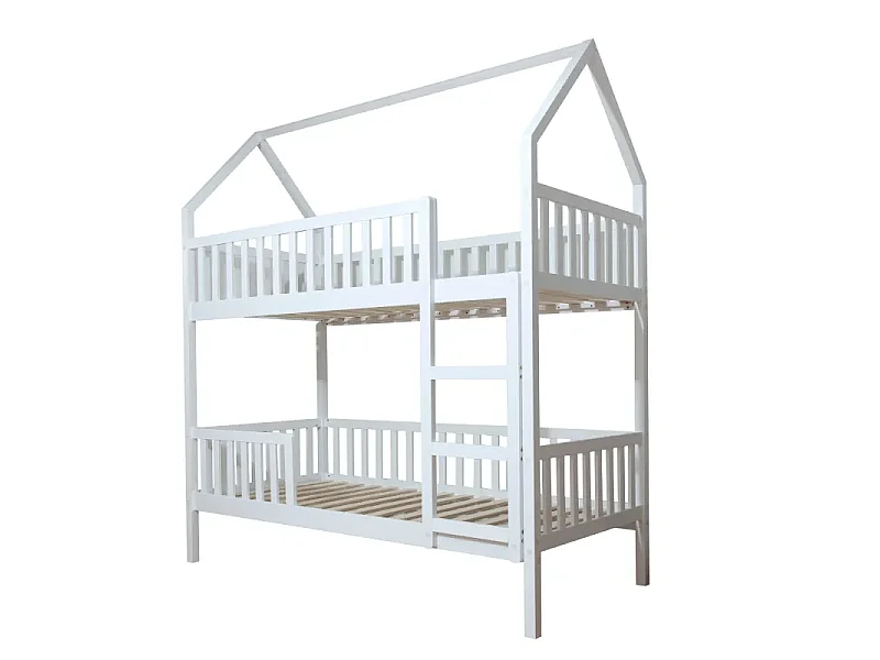 Lit superposé cabane bois blanc 225x201x99.5cm