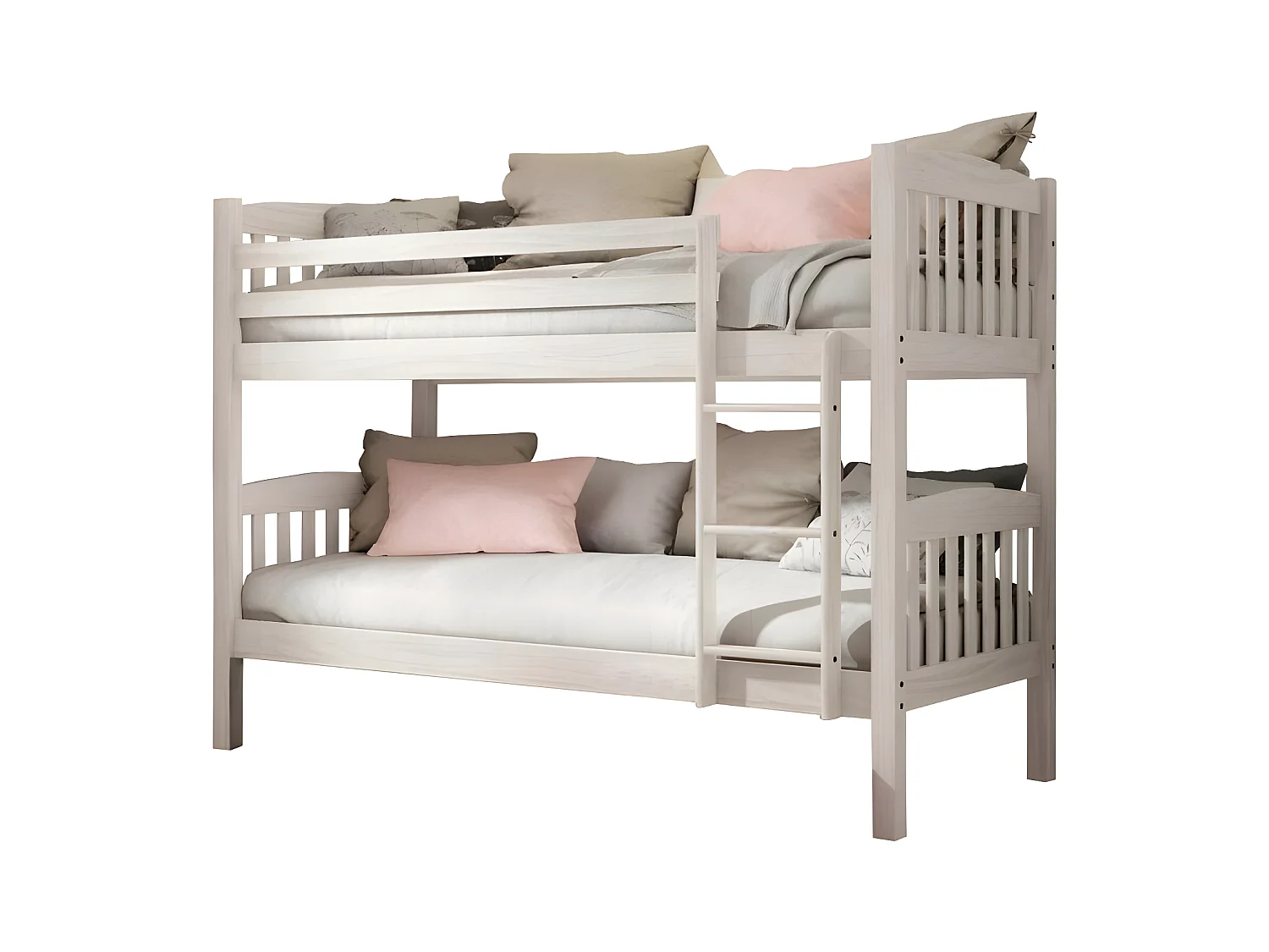 Etagenbett + 2 Schubladen Holz weiß decapé 90x190cm