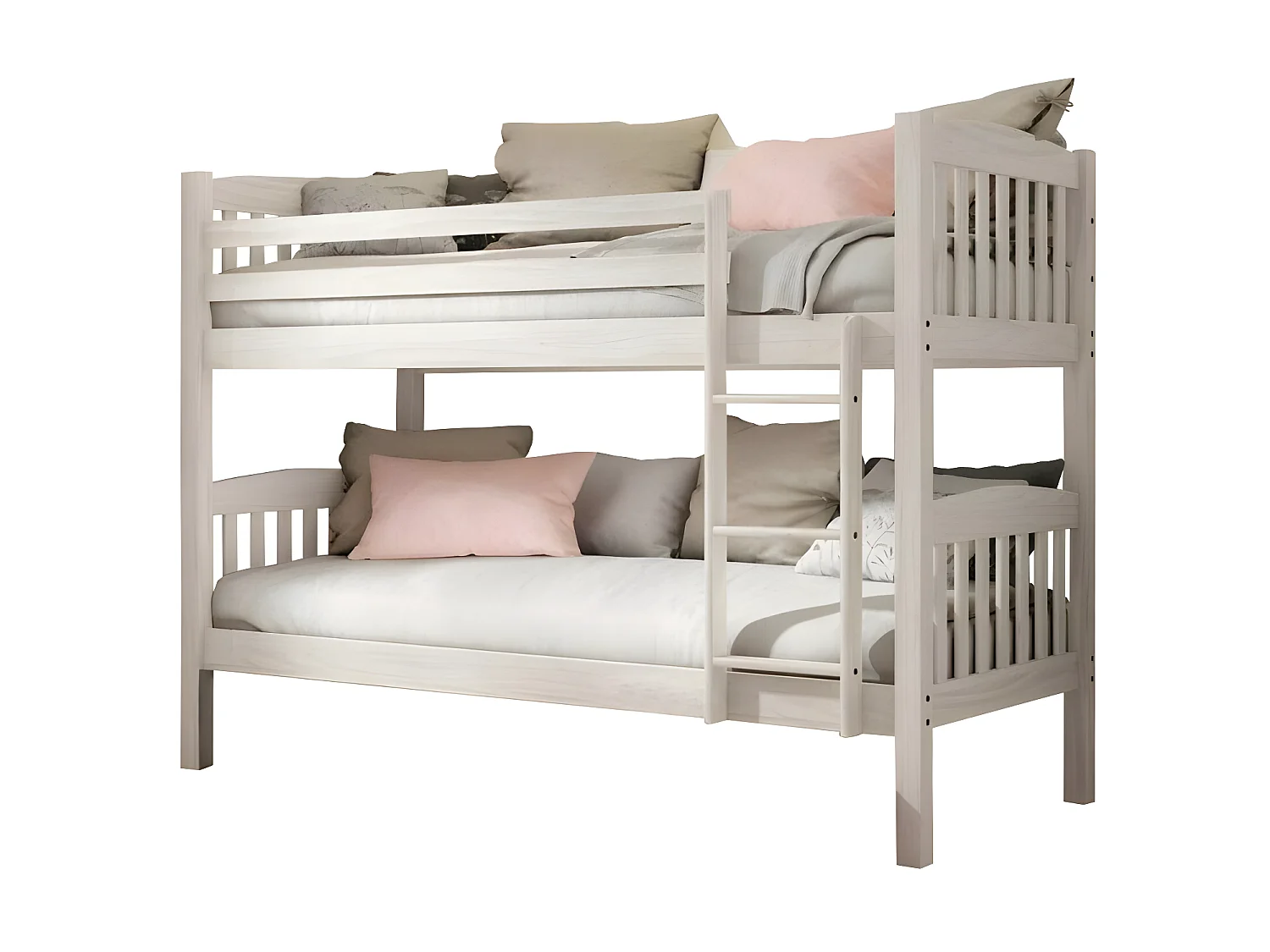 Letto a castello legno bianco decapé 90x190cm