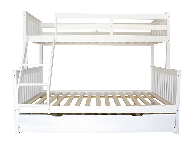 Beliche triplo + cama elevável madeira branca 135 cm