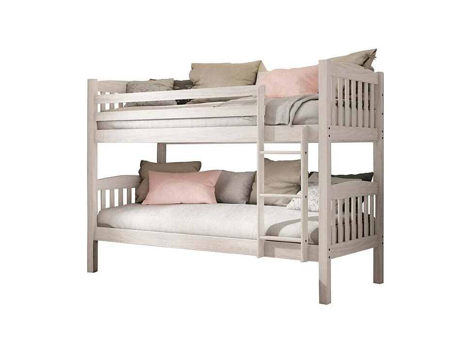 Etagenbett + Ausziehbett mit Beine Holz weiß decapé 90x190cm